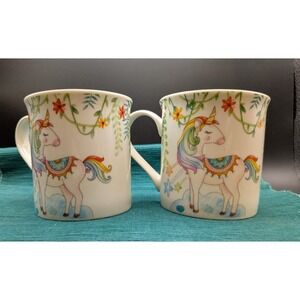 Unicorn Mugs Set/2 By Burton And Burton, Artistic, Colorful Magical 11 oz